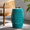 VYNXARIA lace-cut side table,simplified floral pattern,Teal - 2 of 4