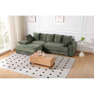 108.6" L-Shaped Corduroy Sectional Sofa with Storage Ottoman & 8 Throw Pillows ¨C Modular, Deep-Seat Comfort for Living Room or Apartment - 1 of 4