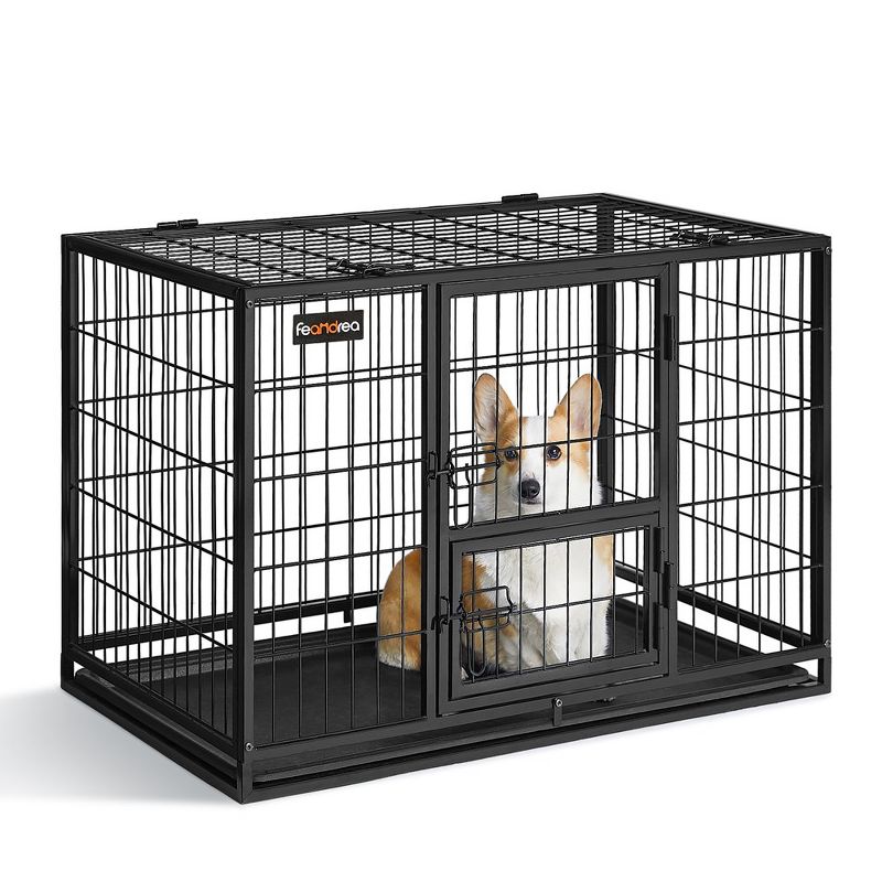 Feandrea Heavy-Duty Dog Crate, Metal Dog Kennel and Cage with Removable Tray, for Small and Medium Dogs, 1 of 9