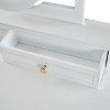Makeup Vanity Table with Reversible Mirror, Elegant Chic Vanity Desk with 5 Drawers & Upholstered Stool, Space-Saving Beauty Station - 3 of 4
