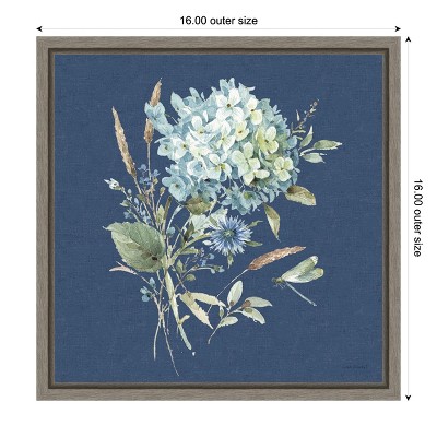 Blue Floral Bouquet Canvas Print with Wood Frame