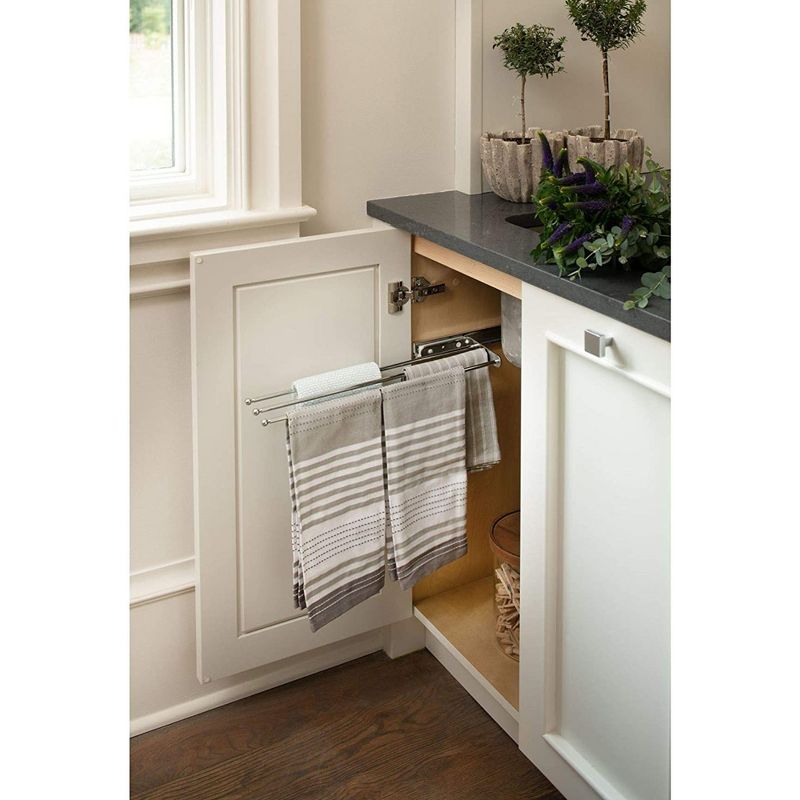 Rev-A-Shelf Under Cabinet Kitchen Steel 3 Prong Extension Pull Out Organization Dish Hand Towel Bar Rack, 2 of 7