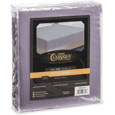 Linen Classique 100% Sateen Cotton 320TC Wrinkle and Slip Resistant Fitted Sheet