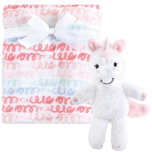 Hudson Baby Infant Girl Plush Blanket with Toy, Snuggly Unicorn, One Size - 1 of 2