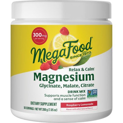 MegaFood Relax + Calm Magnesium Powder, Raspberry Lemonade - 50 scoops.