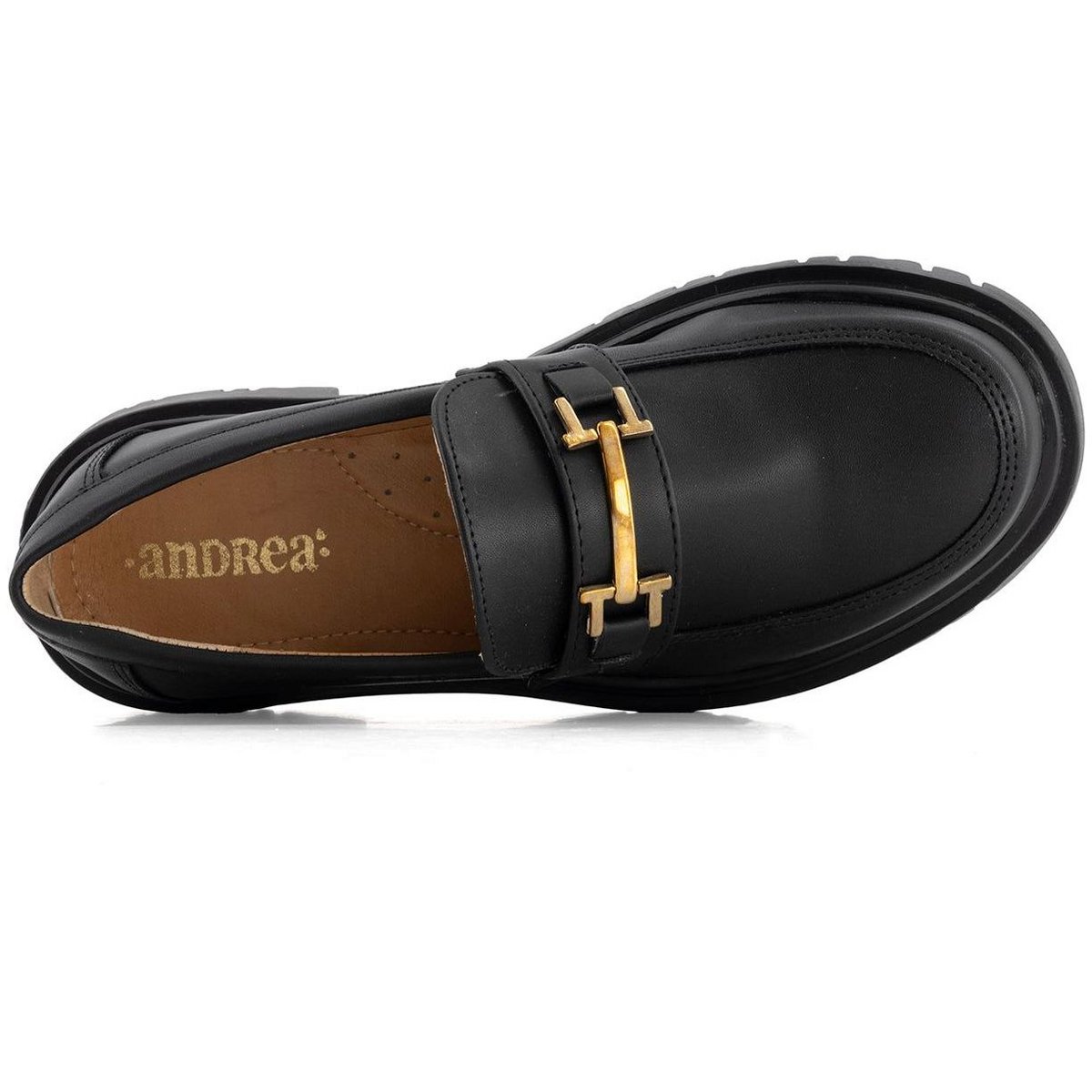 Женские туфли Andrea Women's Penny Loafers with Golden Ornament 58645 Black 9 — фото 7