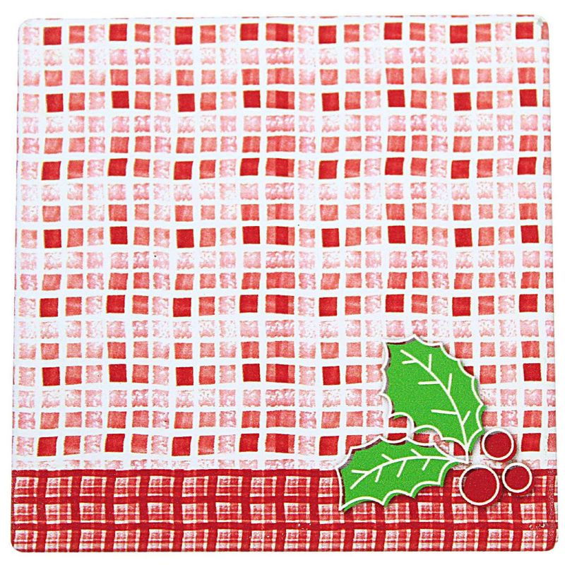 Ganz 4.0 Inch Holly Coasters Set Of 4 Red Green Coasters, 3 of 6