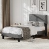 Bed Frame with Upholstered Headboard, Full Size Platform Bed Frame with Wooden Slat Support, Easy Assembly Platform Bed, Gray - 3 of 4