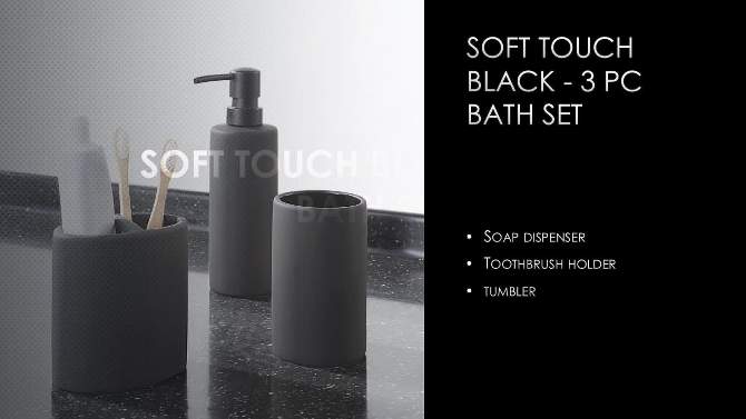 3pc Soft Touch Bath Accessories Set Black - 88 Main, 2 of 7, play video