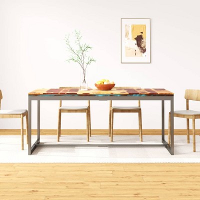 vidaXL Dining Table Solid Sheesham Wood and Steel 70.9 inches