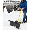29" Snow Shovel with Wheels, Metal Back Push Snow Plow for Doorway & Sidewalk, Adjustable Angle & Height Handle Snow Pusher - 4 of 4