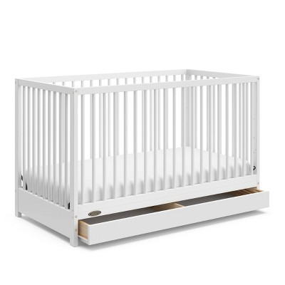 White Pine Wood 5-in-1 Convertible Crib with Drawer