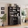 70'' Tall Farmhouse Coffee Bar Cabinet with Sliding Barn Door, Tall Sideboard Buffet with Glass Holder, Wine Bar Cabinet for Dining Room, Home Bar - 2 of 4
