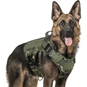 rabbitgoo Tactical Dog Harness for Large, Heavy Duty Pet Harness with Handle, , Adjustable Military Dog , Green Camo, XL - 1 of 1