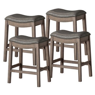 Maven Lane Adrien Backless Saddle Kitchen Stool, Set of 4