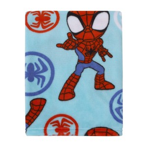 NoJo Marvel Spidey Light Blue, Red and White Super Soft Plush Toddler Blanket - 1 of 4