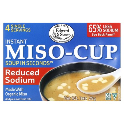 Edward & Sons, Instant Miso-Cup, Reduced Sodium , 4 Single Servings, 1 oz
