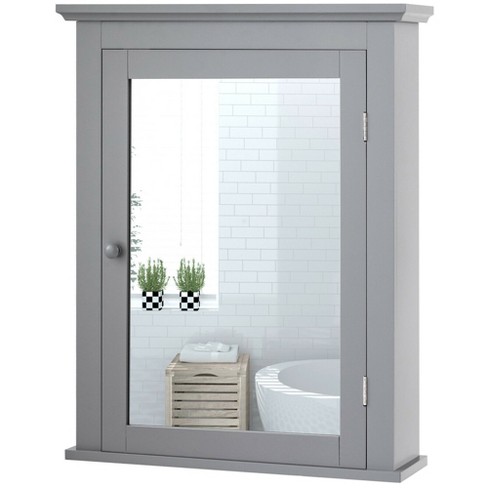 Costway Mirrored Medicine Cabinet Wall-mounted Bathroom Storage Organizer  W/shelf Grey : Target