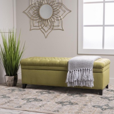50" Upholstered Storage Ottoman Bench with Tufted Seat for Living Room Seating and Organization -3irtyhousy