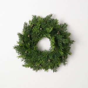 19"H Sullivans Lush Cypress & Berry Wreath, Green Winter Wreaths For Front Door - 1 of 3