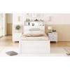 Okak Platform Bed Frame with Trundle Upholstered Storage Headboard  and Drawers Wooden Platform Bed with LED Light Noise-Free - 3 of 4