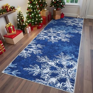 Christmas Washable Rug Area Rugs for Living Room Snowflake Non Slip Throw Rugs Modern Large Rugs for Bedroom Low Pile Soft Non Shedding Carpet - 1 of 4