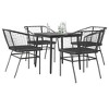 vidaXL 5 Piece Black Poly Rattan Patio Dining Set with Cushions and Glass Table - Garden/Deck/Backyard Lounger - 2 of 4