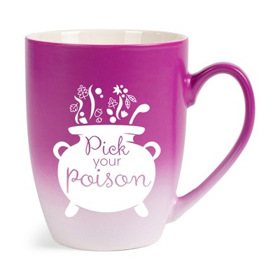 Elanze Designs Pick Your Poison Two Toned Ombre Matte Pink and White 12 ounce Ceramic Stoneware Coffee Cup Mug