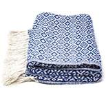 Global Crafts Recycled Cotton Decorative Throw Blanket with Tassels