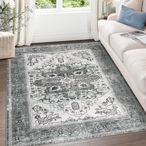 coucheta Washable Area Rugs, Traditional Vintage Medallion Pattern Design, Stain Resistant & Non-Slip Backing Rug, for Living Room, Bedroom, Office - 1 of 4