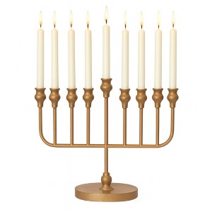 Vintiquewise Wall Mount 9-Branch Hanukkah Menorah, Mid-Century Elegant Illuminated Display, Decorative Judaica Accent - 1 of 4