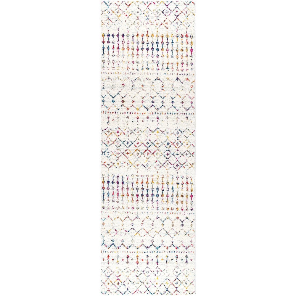 2'6inx20' Runner Moroccan Blythe Rug Off White - nuLOOM