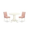 East West Furniture  3Pc Dining Table Set Includes a Wood Dining Table and 2 Kitchen Chairs with Solid Wood Seat Drop Leaf Table with Slat Back Chairs - 2 of 4
