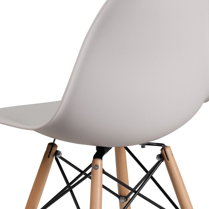 Emma and Oliver Plastic Accent Dining Chair with Wooden Legs, 6 of 13