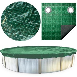 Swimline Hydrotools Supreme Guard Heavy Duty Winter Pool Cover for 24 Ft Above Ground Swimming Pools, Round Design, Green/Black - 1 of 4