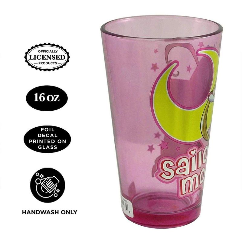 Just Funky Sailor Moon Moon Princess Halation 16oz Pink Pint Glass, 3 of 4