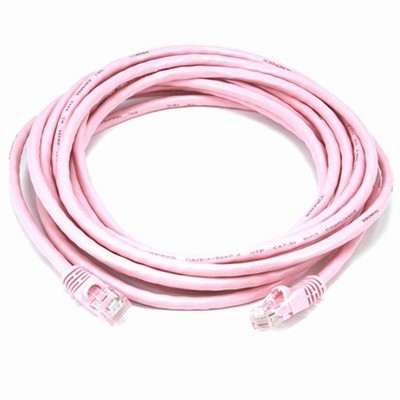 Monoprice Cat5e Ethernet Patch Cable - Network Internet Cord - RJ45, Stranded, 350Mhz, UTP, Pure Bare Copper Wire, 24AWG, 14ft, Pink