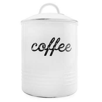 AuldHome Design Enamelware Coffee Canister; Rustic Farmhouse Style Storage for Kitchen