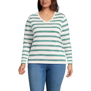 Lands' End Women's Relaxed Supima Cotton Long Sleeve V-Neck T-Shirt - 1 of 3