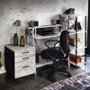 INFURNIC Desks Antique White and Black Writing Desk with Upper Shelf and V-Shaped Metal Backing, Grey, 32.5"*18.5"*35.5" - 4 of 4