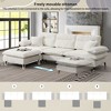 Okak 106" L-Shaped Convertible Sectional Sofa 4 Seat with Movable Ottoman&2-tone Adjust Legs,Cloud Chenille Couch for Living Room,Apartment, White - 2 of 4