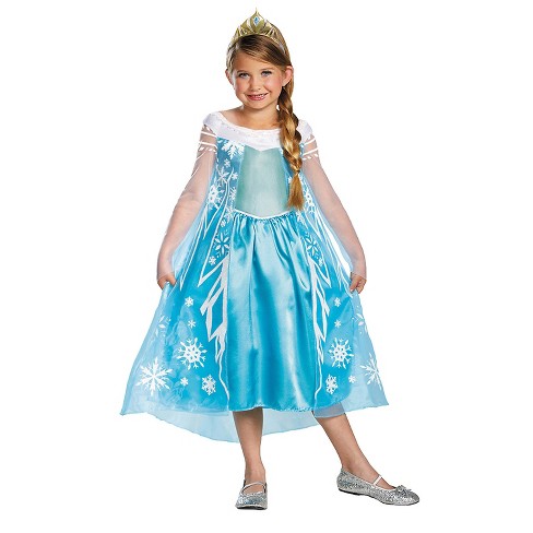 Girls' Disney Frozen Elsa Deluxe Costume - Size 10-12 - Blue : Target