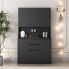 74'' Freestanding Pantry Cabinet Buffet Cupboard Storage Cabinet With 3 AC Power Outlets 2 USB Charging Ports For Kitchen Home - 2 of 4