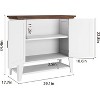 Rattan Buffet Cabinet, Small Storage with Doors and Shelves, Wooden Sideboard for Living Room, Dining Room, Kitchen, Natural Oak - 2 of 4
