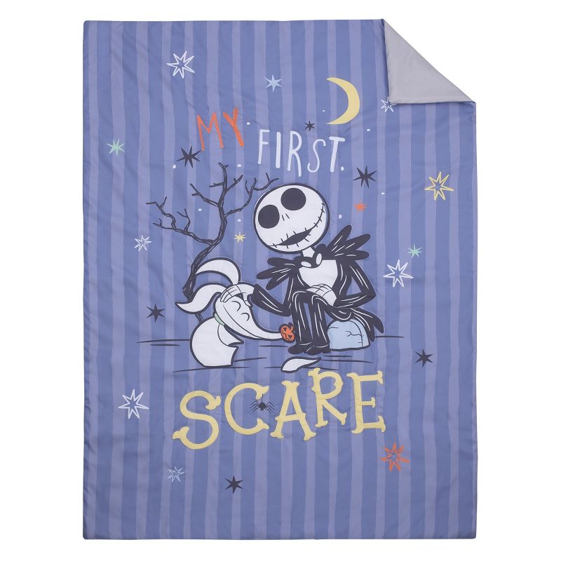 Disney Nightmare Before Christmas My First Scare Blue and Gray Jack Skellington and Zero the Ghost Dog 4 Piece Toddler Bed Set, 2 of 6