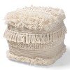 Baxton Studio Bartow Handwoven Moroccan Inspired Pouf Ottoman Beige: Round Cotton & Wool Footstool, No Assembly Required - 3 of 4
