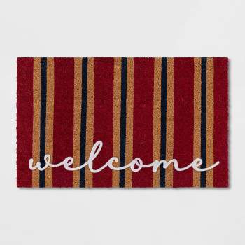 1'6"x2'6" 'Welcome' Stripe Coir Doormat Red - Threshold™