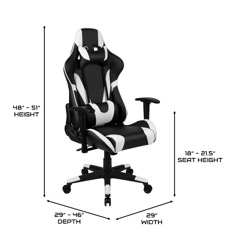 BlackArc High Back Reclining Gaming Chair in Faux Leather - Height Adjustable Arms - Headrest & Lumbar Support Pillows, 5 of 11