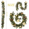 6Ft Christmas Garland, Pre-lit Artificial Garland with 20 LED, Pine Cones Berries Poinsettia, Garland for Mantle Fireplace Stairs Decoration - 2 of 4