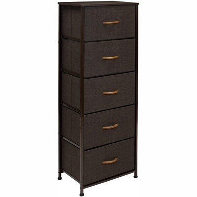 Sorbus Narrow 5 Drawers Nightstand with Steel Frame, Wood Top, Easy Pull Fabric Bins for Home, Bedroom, Office & Dorm